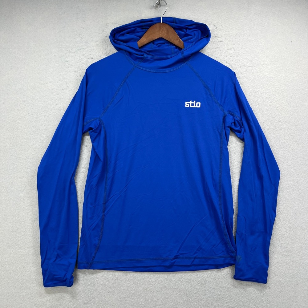 Stio Hoodie Mens S Blue Long Sleeve Sun Shirt Performance Hiking Active Fishing
